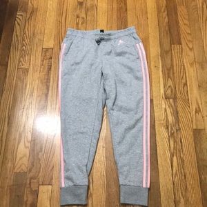 Adidas Grey Heather and Pink Stripe Joggers